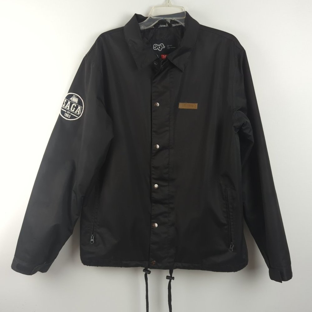 Saga Outerwear Jacket Black Coaches Jacket --- Men's Medium